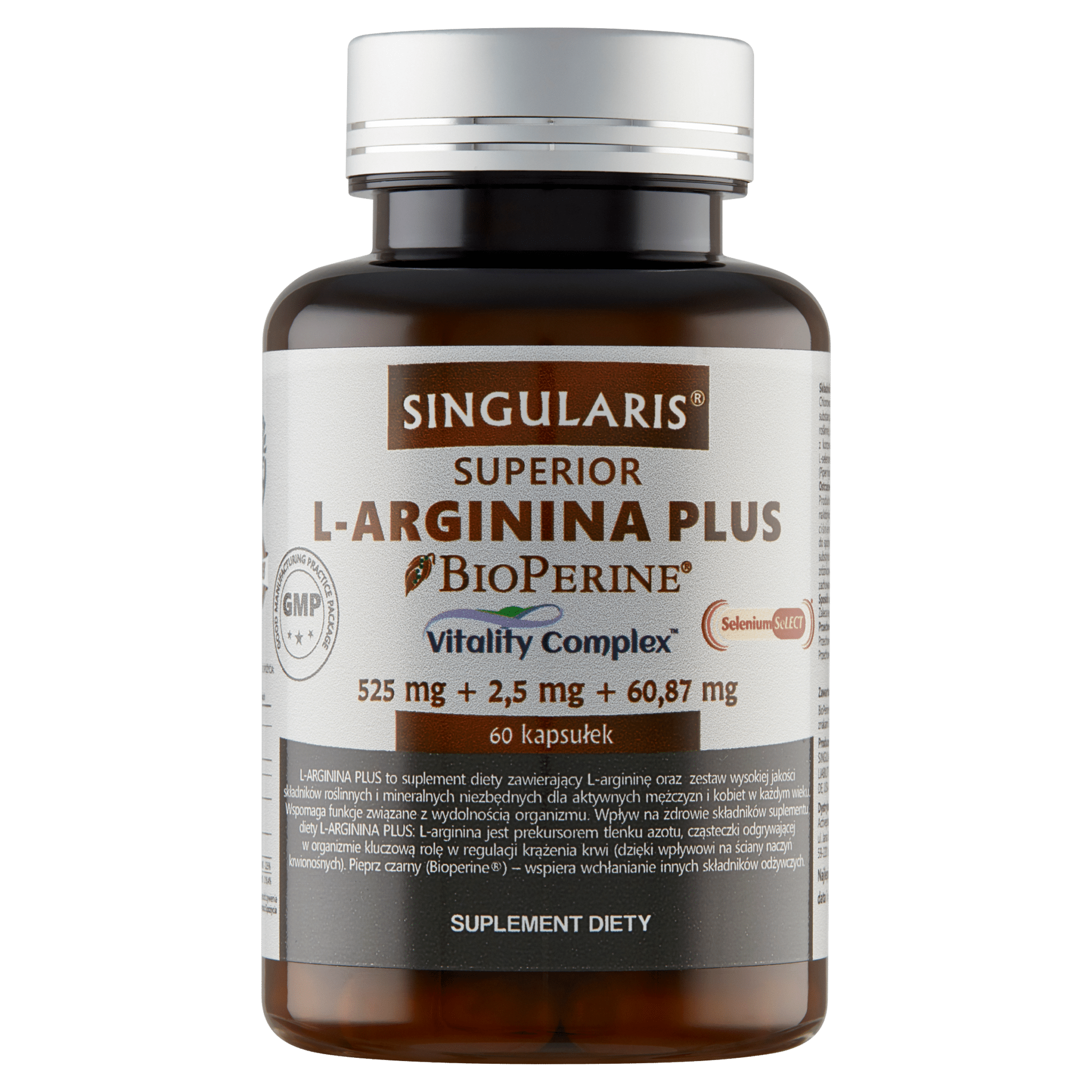 L-ARGININA PLUS 525 mg SINGULARIS® SUPERIOR 60 kapsułek